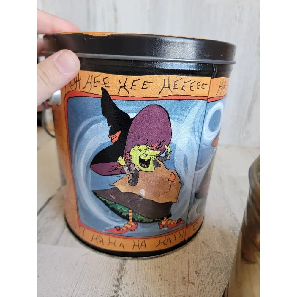 Vintage‎ witch metal bucket set Halloween home decor